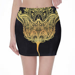 Golden Spiritual Stingray Print Pencil Mini Skirt