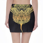 Golden Spiritual Stingray Print Pencil Mini Skirt