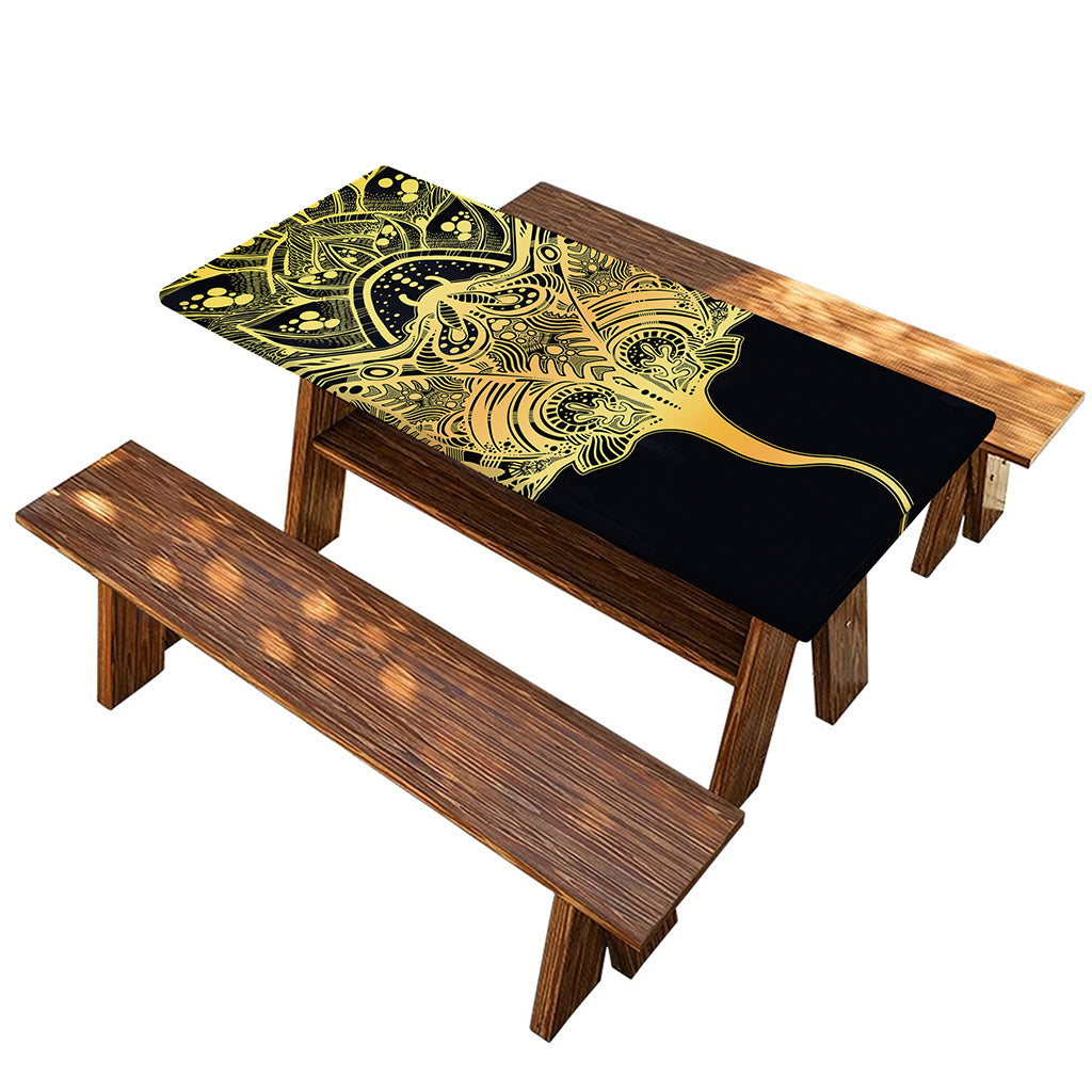 Golden Spiritual Stingray Print Picnic Table Cover