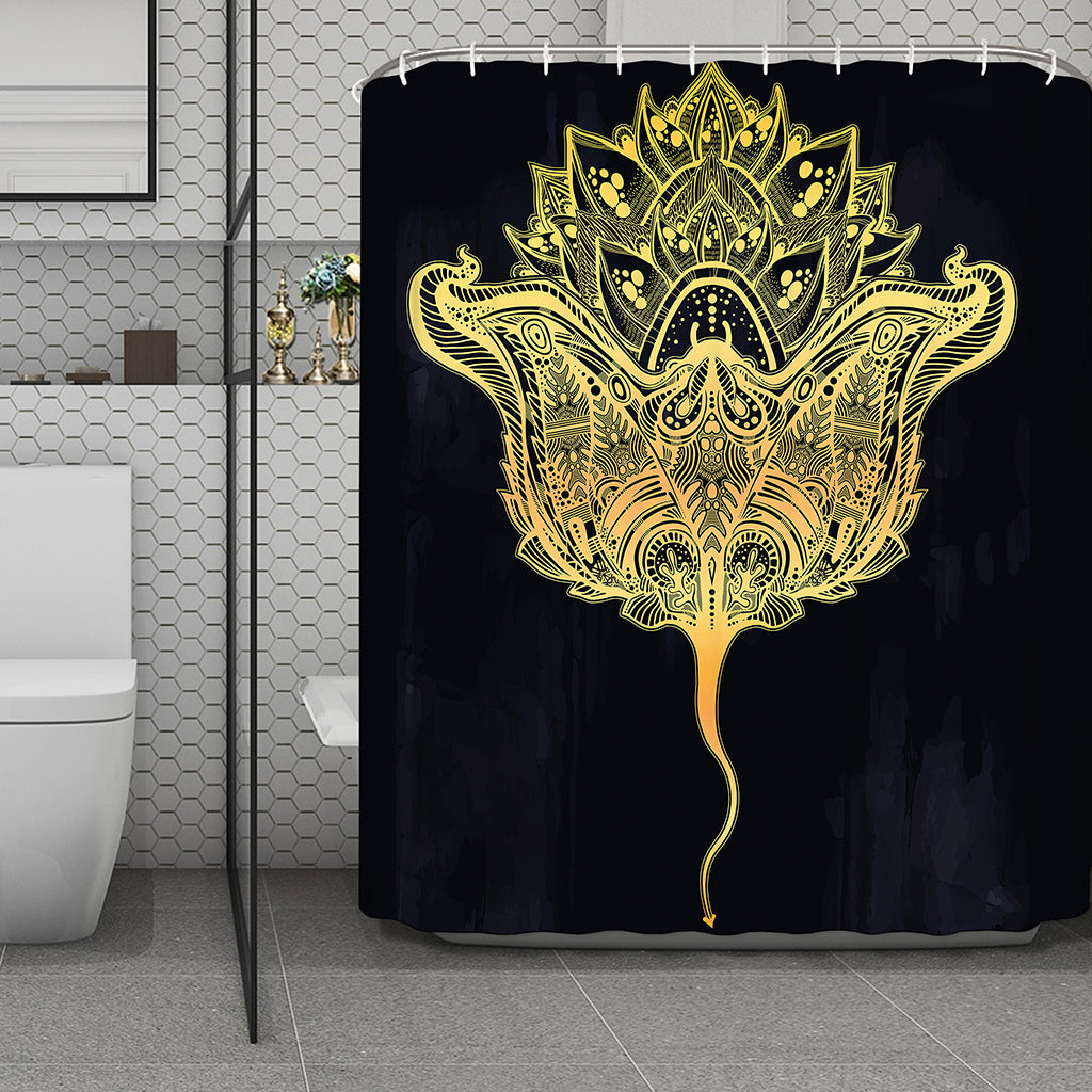 Golden Spiritual Stingray Print Polyester Shower Curtain