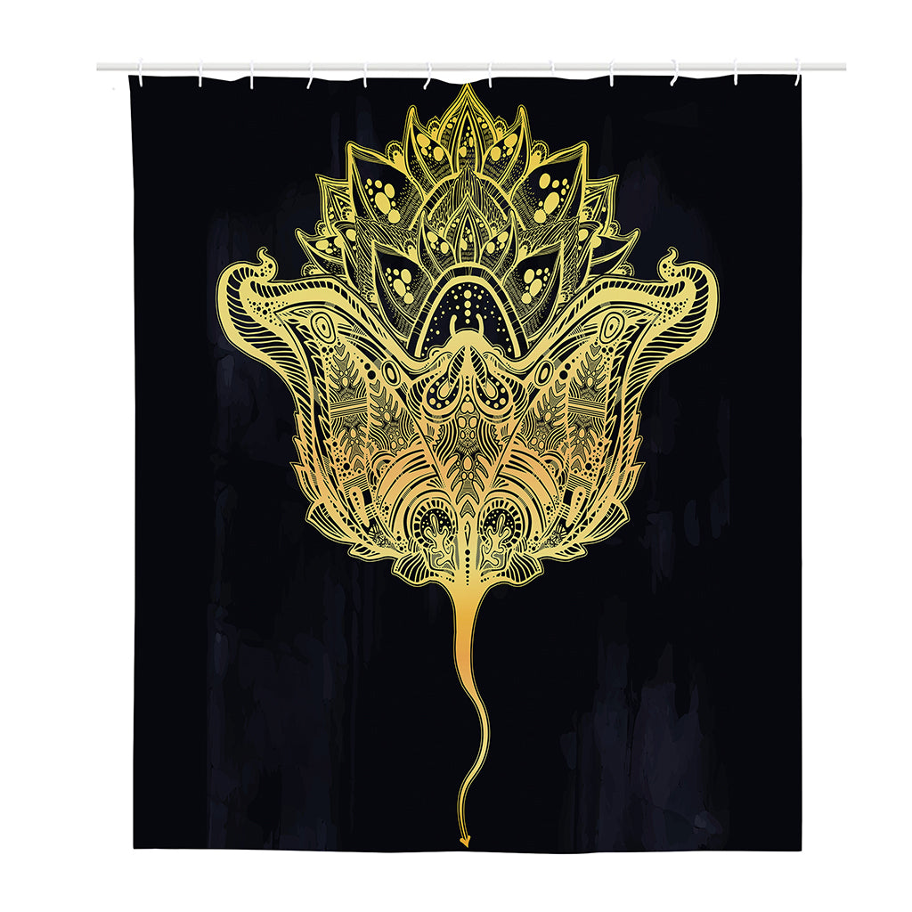 Golden Spiritual Stingray Print Polyester Shower Curtain