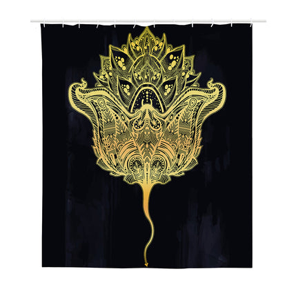 Golden Spiritual Stingray Print Polyester Shower Curtain