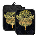 Golden Spiritual Stingray Print Pot Holders With Pocket