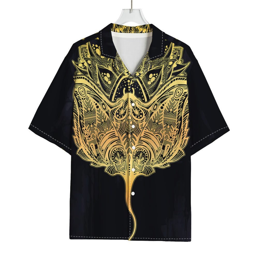 Golden Spiritual Stingray Print Rayon Hawaiian Shirt