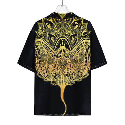 Golden Spiritual Stingray Print Rayon Hawaiian Shirt