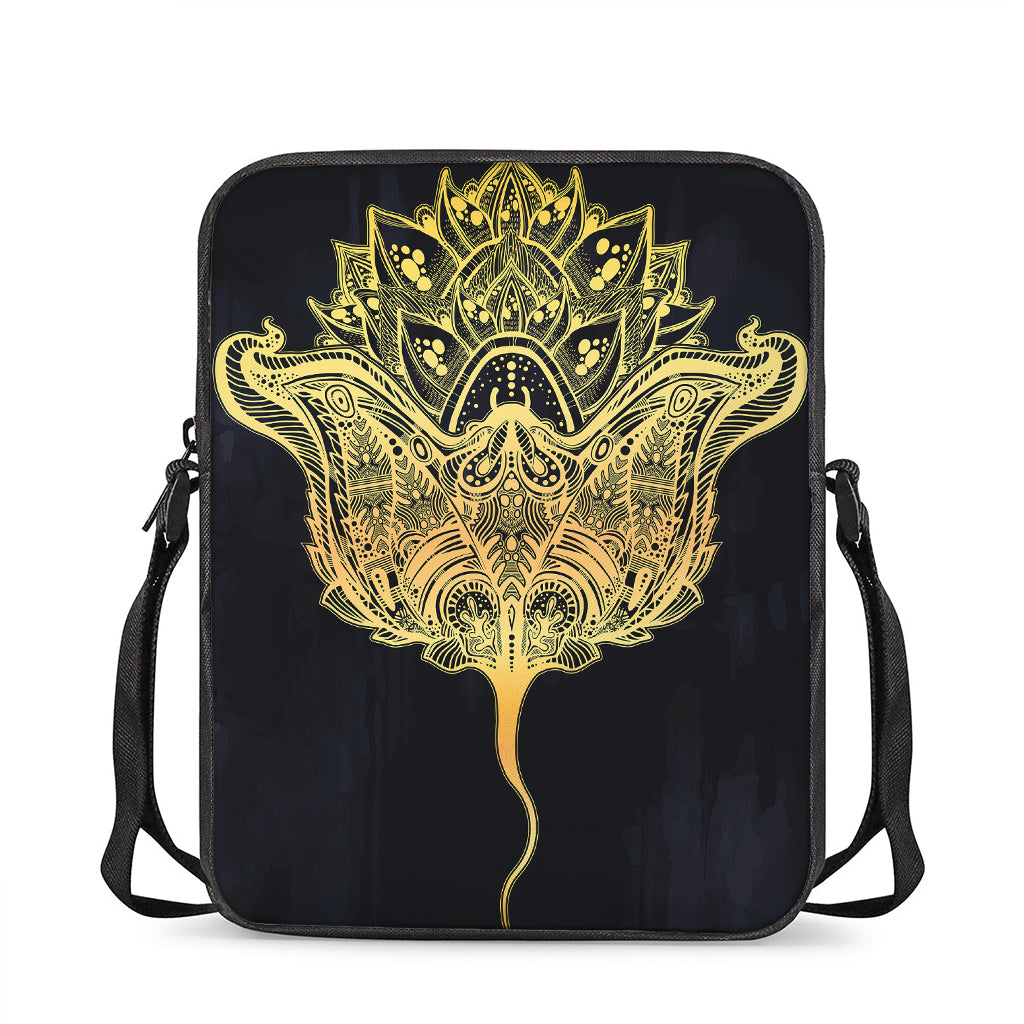 Golden Spiritual Stingray Print Rectangular Crossbody Bag