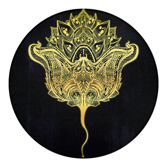 Golden Spiritual Stingray Print Round Blanket
