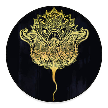 Golden Spiritual Stingray Print Round Floor Mat