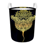 Golden Spiritual Stingray Print Round Laundry Basket