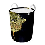 Golden Spiritual Stingray Print Round Laundry Basket
