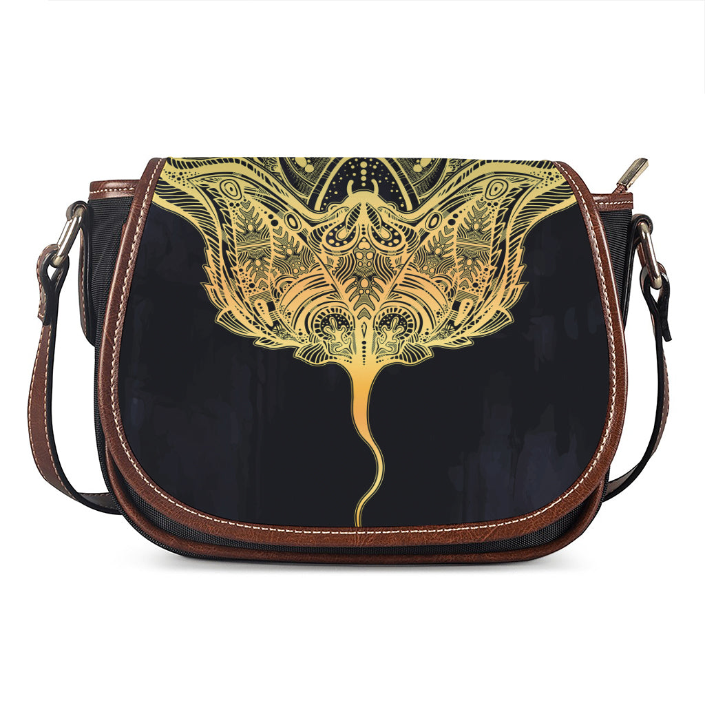 Golden Spiritual Stingray Print Saddle Bag