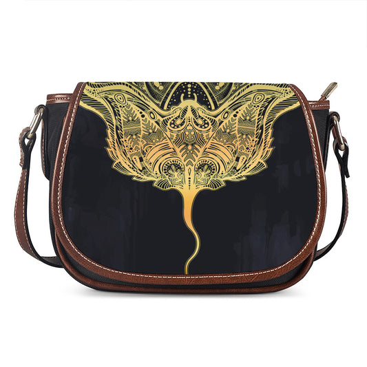 Golden Spiritual Stingray Print Saddle Bag