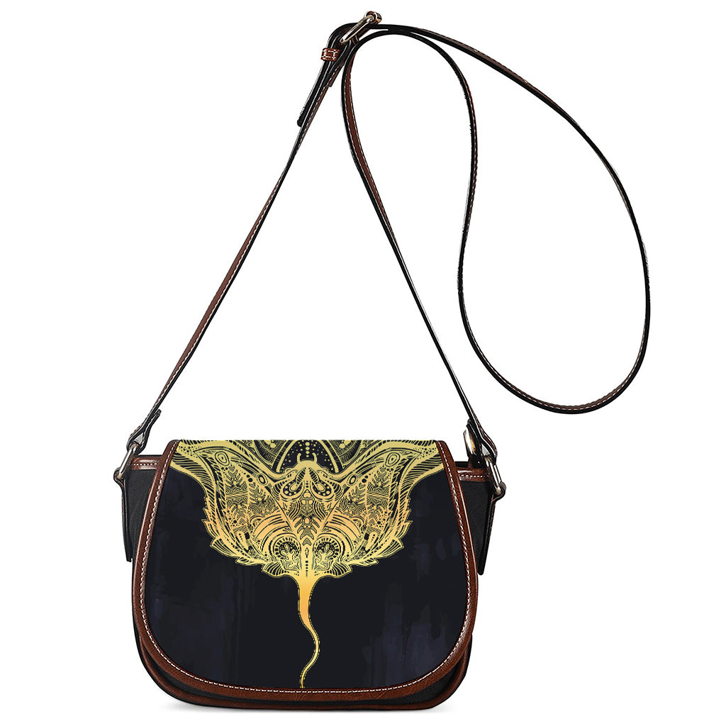 Golden Spiritual Stingray Print Saddle Bag