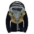 Golden Spiritual Stingray Print Sherpa Lined Zip Up Hoodie