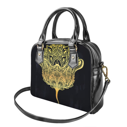 Golden Spiritual Stingray Print Shoulder Handbag
