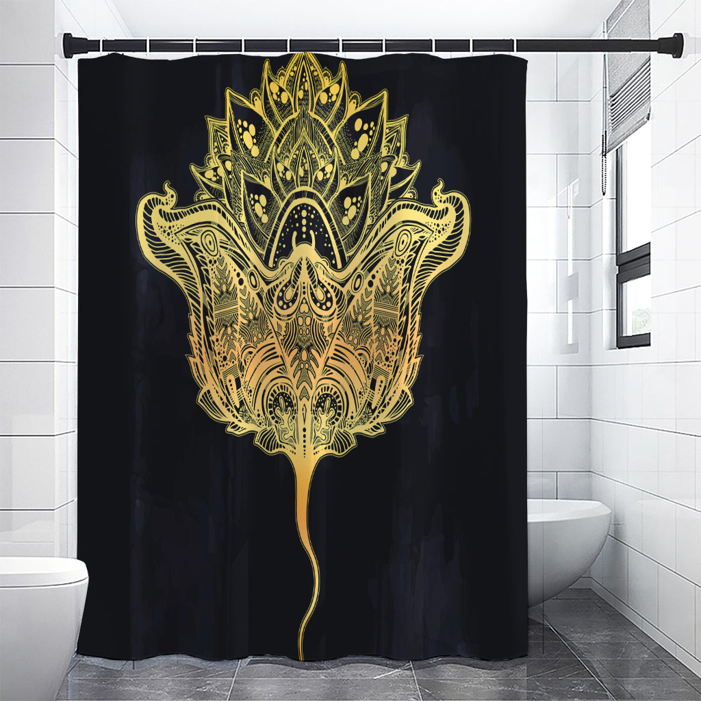 Golden Spiritual Stingray Print Shower Curtain