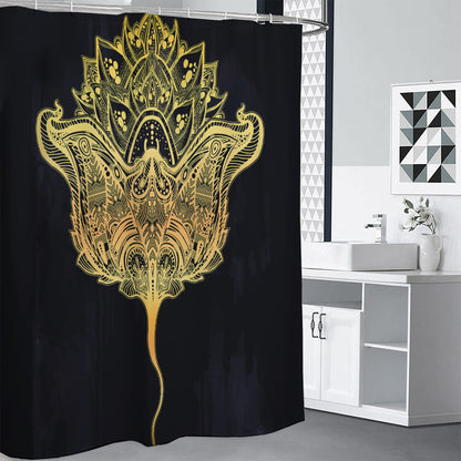 Golden Spiritual Stingray Print Shower Curtain