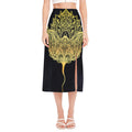 Golden Spiritual Stingray Print Side Slit Midi Skirt