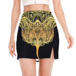Golden Spiritual Stingray Print Side Slit Mini Skirt