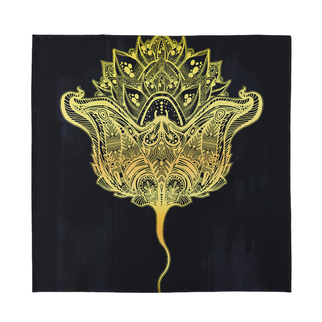Golden Spiritual Stingray Print Silk Bandana