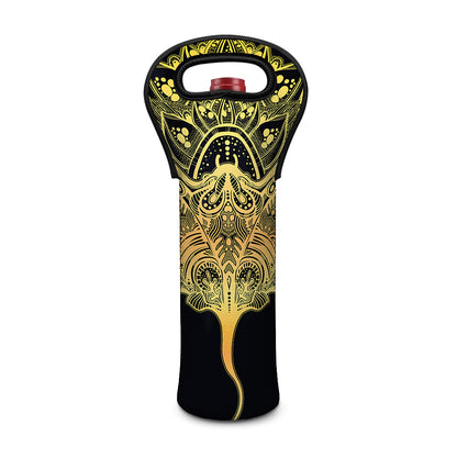 Golden Spiritual Stingray Print Single Neoprene Wine Tote