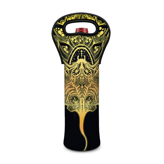 Golden Spiritual Stingray Print Single Neoprene Wine Tote