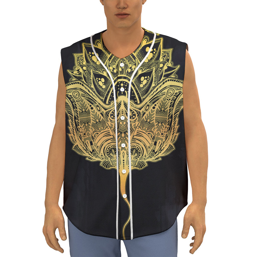 Golden Spiritual Stingray Print Sleeveless Baseball Jersey