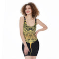 Golden Spiritual Stingray Print Sleeveless Bodycon Dress