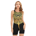 Golden Spiritual Stingray Print Sleeveless One Piece Swimsuit