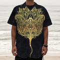Golden Spiritual Stingray Print Textured Short Sleeve Shirt