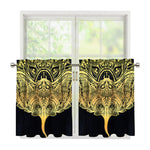 Golden Spiritual Stingray Print Tier Curtains
