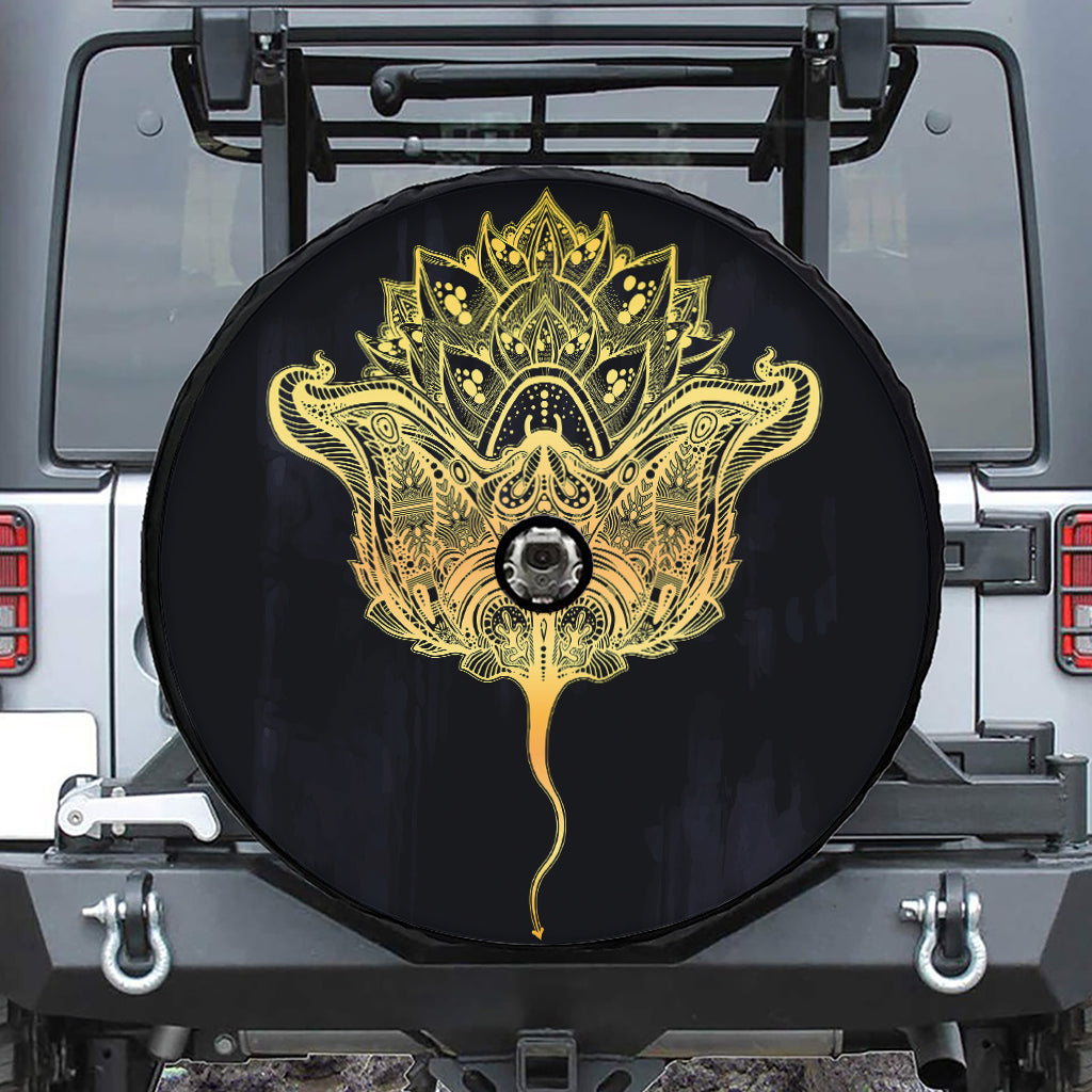 Golden Spiritual Stingray Print Tire Cover With Camera Hole