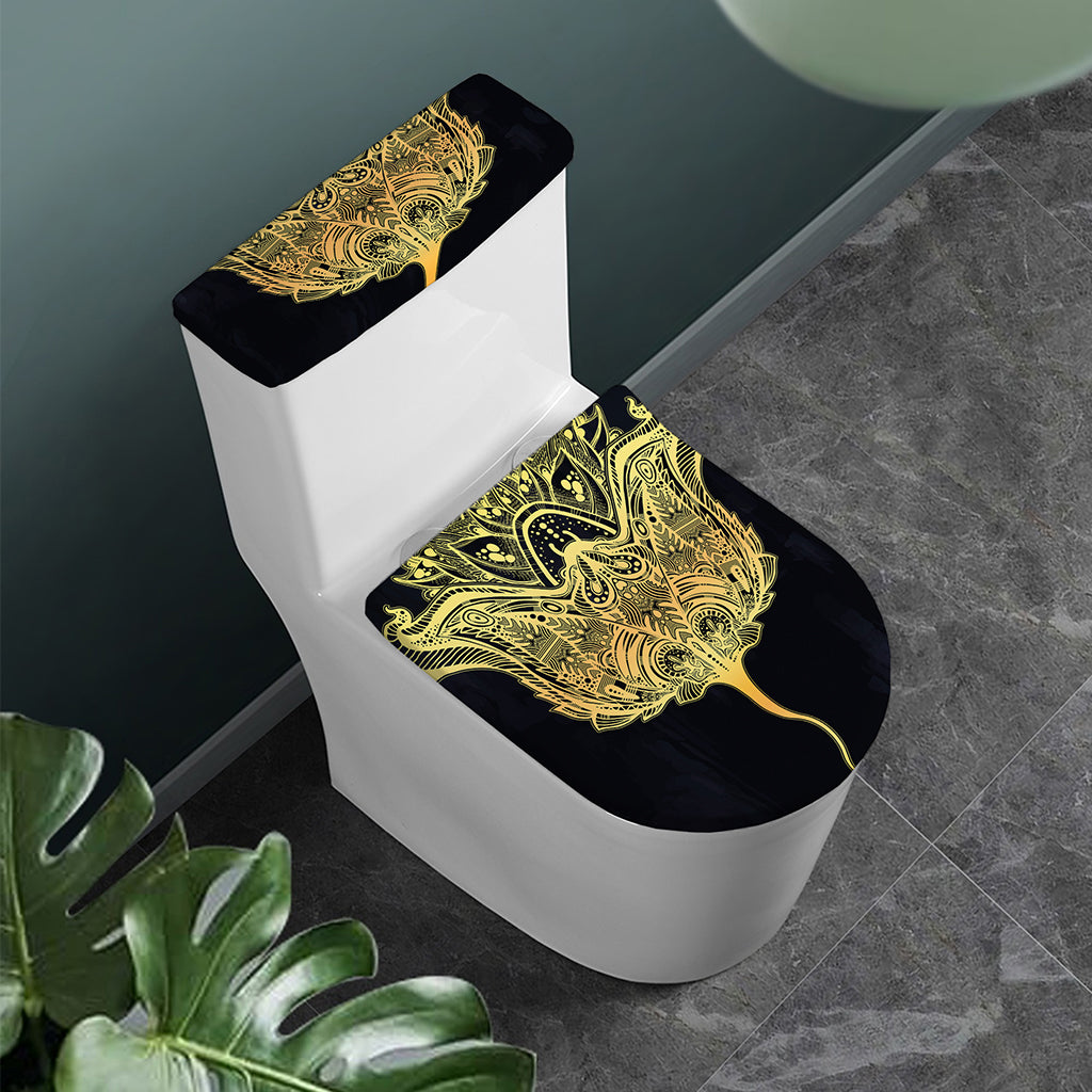 Golden Spiritual Stingray Print Toilet Lid And Tank Cover Set