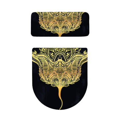Golden Spiritual Stingray Print Toilet Lid And Tank Cover Set