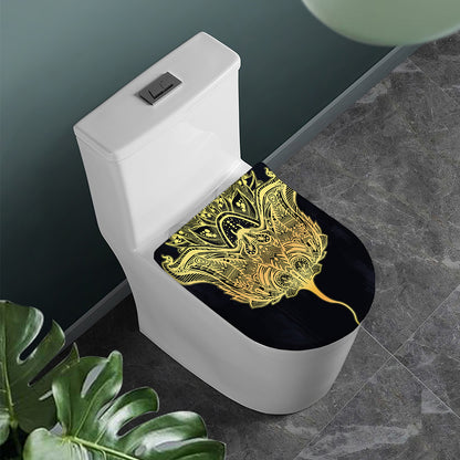 Golden Spiritual Stingray Print Toilet Lid Cover