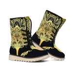 Golden Spiritual Stingray Print Winter Boots