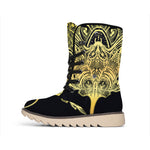 Golden Spiritual Stingray Print Winter Boots