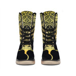 Golden Spiritual Stingray Print Winter Boots
