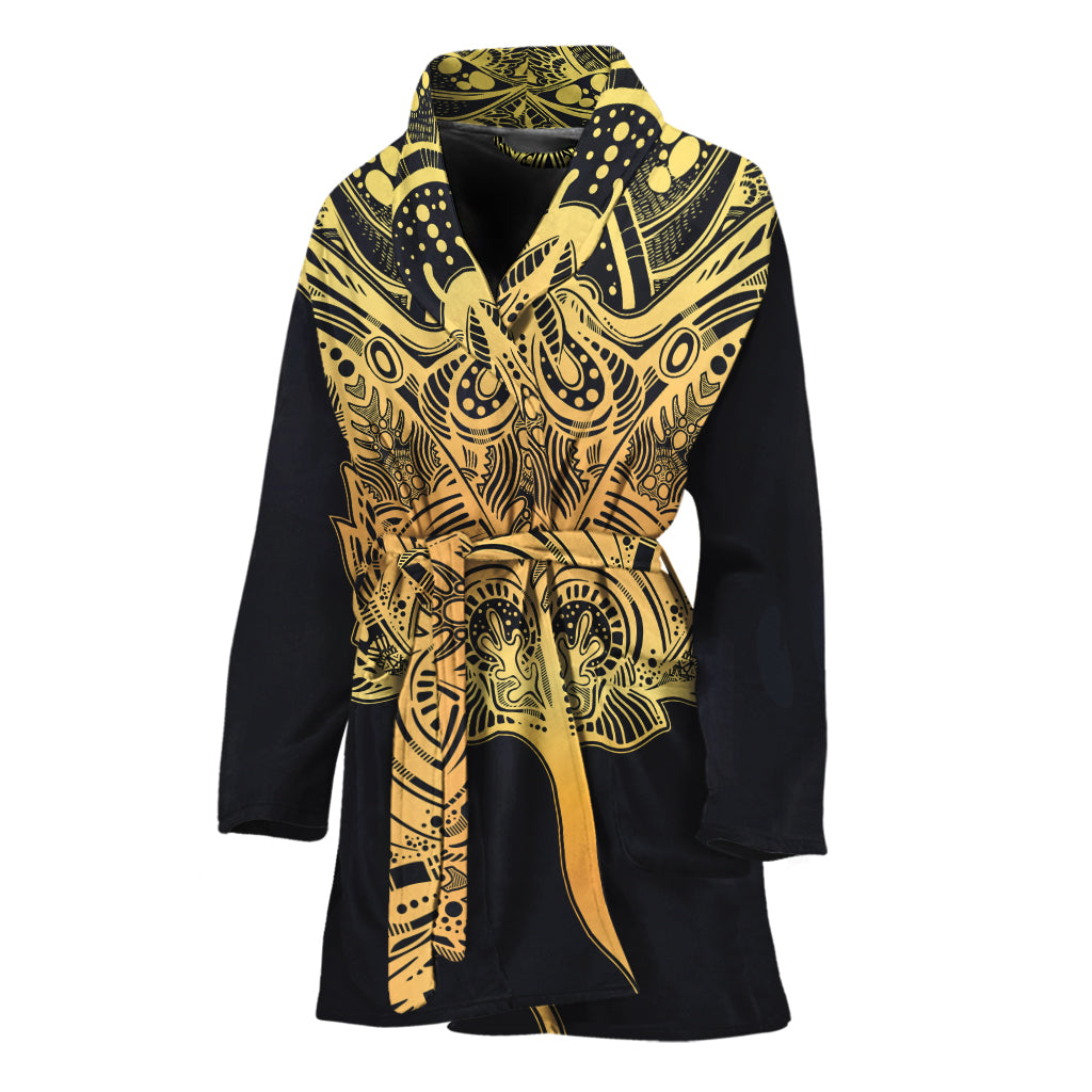 Golden Spiritual Stingray Print Women's Bathrobe