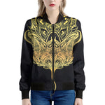Golden Spiritual Stingray Print Women's Bomber Jacket