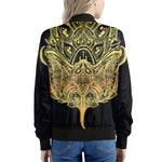 Golden Spiritual Stingray Print Women's Bomber Jacket