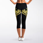 Golden Spiritual Stingray Print Women's Capri Leggings