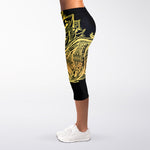 Golden Spiritual Stingray Print Women's Capri Leggings
