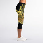 Golden Spiritual Stingray Print Women's Capri Leggings