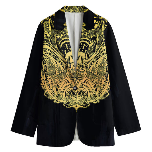 Golden Spiritual Stingray Print Women's Cotton Blazer