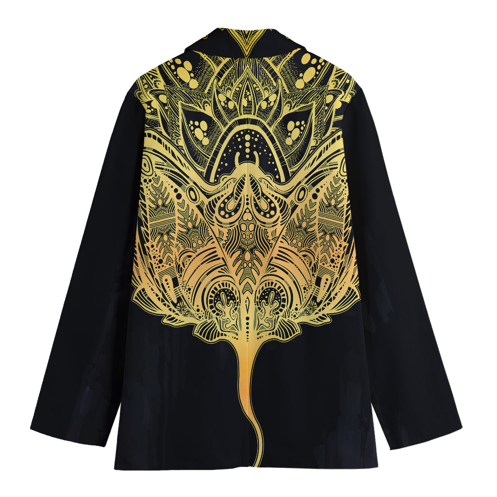 Golden Spiritual Stingray Print Women's Cotton Blazer