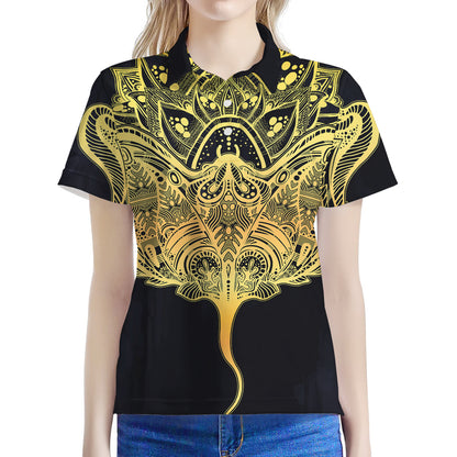Golden Spiritual Stingray Print Women's Polo Shirt