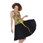 Golden Spiritual Stingray Print Women's Sleeveless Dress
