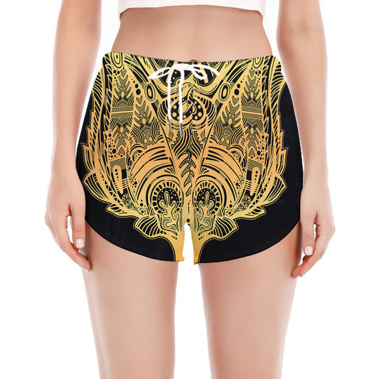 Golden Spiritual Stingray Print Women's Split Running Shorts