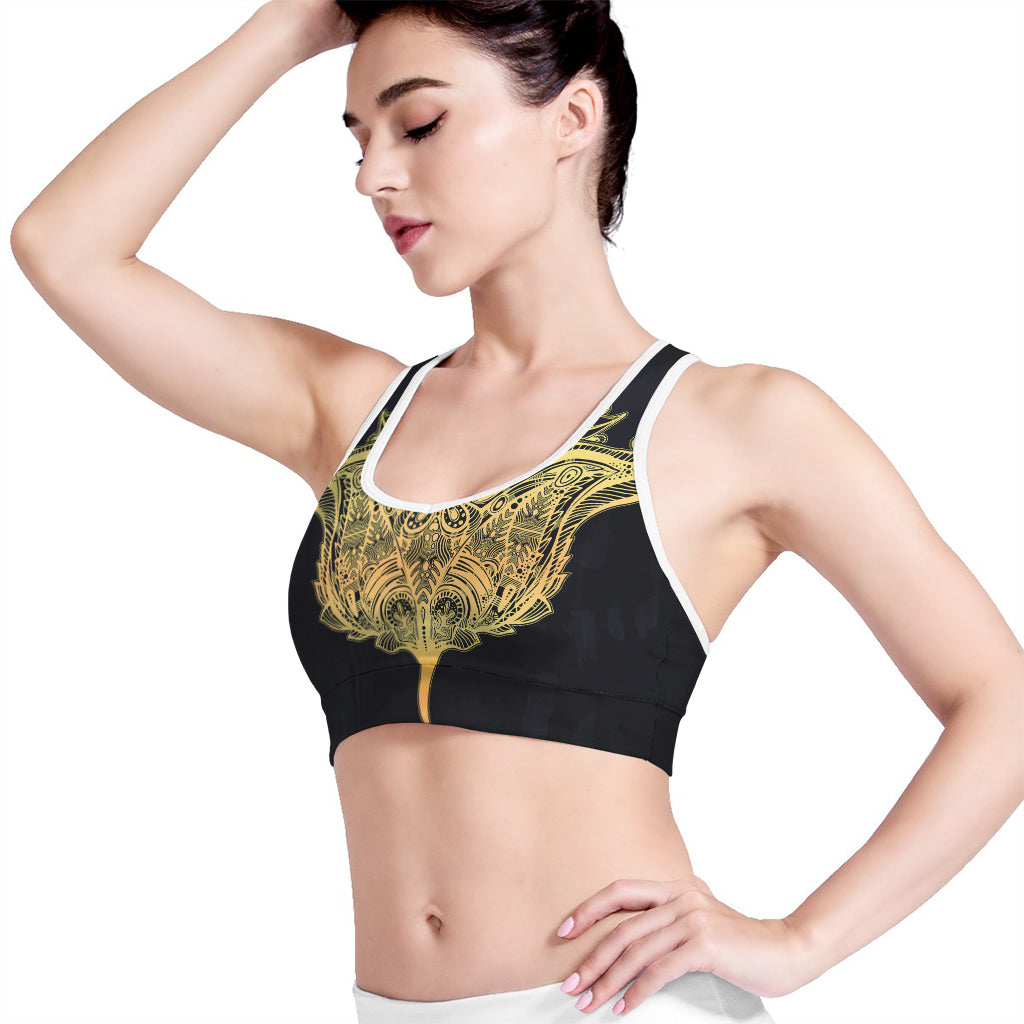 Golden Spiritual Stingray Print Women's Sports Bra